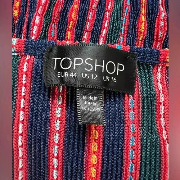 Topshop Striped Plisse Wrap Top in Navy Cropped Plunge Neck Blouse - Picture 11 of 14